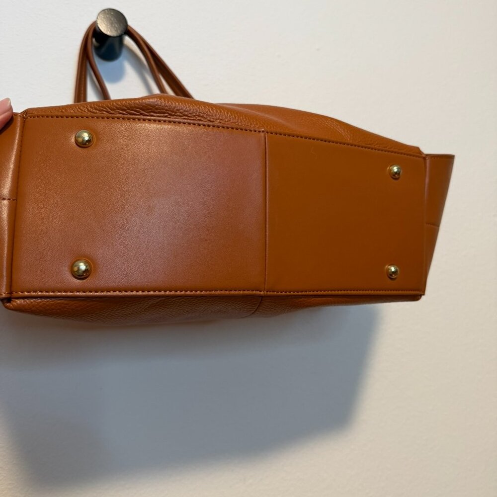 Kattee Cognac Pebbled Shoulder Tote Bag - Picture 5 of 8